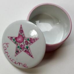 Personalized Porcelain Tooth Box Or Favor With A Pink Liberty Star Print - thumbnail 3