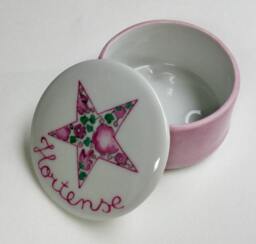 Personalized Porcelain Tooth Box Or Favor With A Pink Liberty Star Print