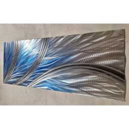 Modern Abstract Metal Wall Art, Blue Grey Silver, Indoor Outdoor Decor - thumbnail 2