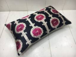 Handwoven Silk Ikat Pillow Cover, Decorative Cushion - 12x20 - thumbnail 1
