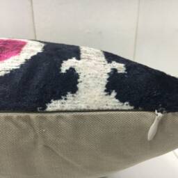 Handwoven Silk Ikat Pillow Cover, Decorative Cushion - 12x20 - thumbnail 4
