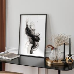 Serene Minimalist Black & White Wall Art Print Abstract Line Drawing Monochrome Grey Tones Modern Home Decor Gift For Enthusiasts - thumbnail 1