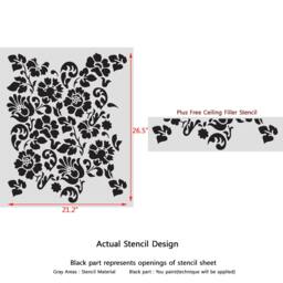 Floral Large Damask Allover Stencil Sheri For Wallpaper Look Diy Wall Decor - thumbnail 2