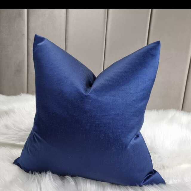 Luxury Royal Blue Cushion Cover Bold Delicate Shine Fabric, Modern Sofa Bed Pillow Cover Plain Accent Sham - image 1
