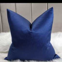 Luxury Royal Blue Cushion Cover Bold Delicate Shine Fabric, Modern Sofa Bed Pillow Cover Plain Accent Sham - thumbnail 3