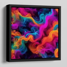 Colourful Vibrant Wall Art Canvas - Abstract Smoke 1 Neon Colours Framed in A Floating Frame - thumbnail 2