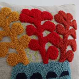 Punch Needle Pillow Cover Floral Embroidery, Fantasy Decor - thumbnail 2