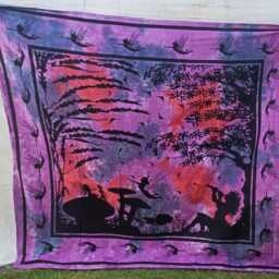 Mystical Purple Fairy Tie Dye Tapestry, Bohemian Wall Hanging, Double/King Size Bed Throw - thumbnail 2