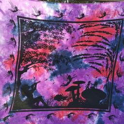 Mystical Purple Fairy Tie Dye Tapestry, Bohemian Wall Hanging, Double/King Size Bed Throw - thumbnail 3