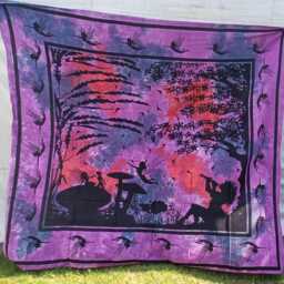 Mystical Purple Fairy Tie Dye Tapestry, Bohemian Wall Hanging, Double/King Size Bed Throw - thumbnail 4