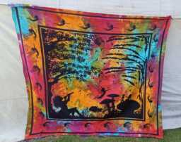 Mystical Purple Fairy Tie Dye Tapestry, Bohemian Wall Hanging, Double/King Size Bed Throw - thumbnail 1
