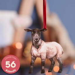 Wooden Lamb Christmas Hanging Decoration, Rustic, Farmhouse, Holiday Decor, Artisan Crafted