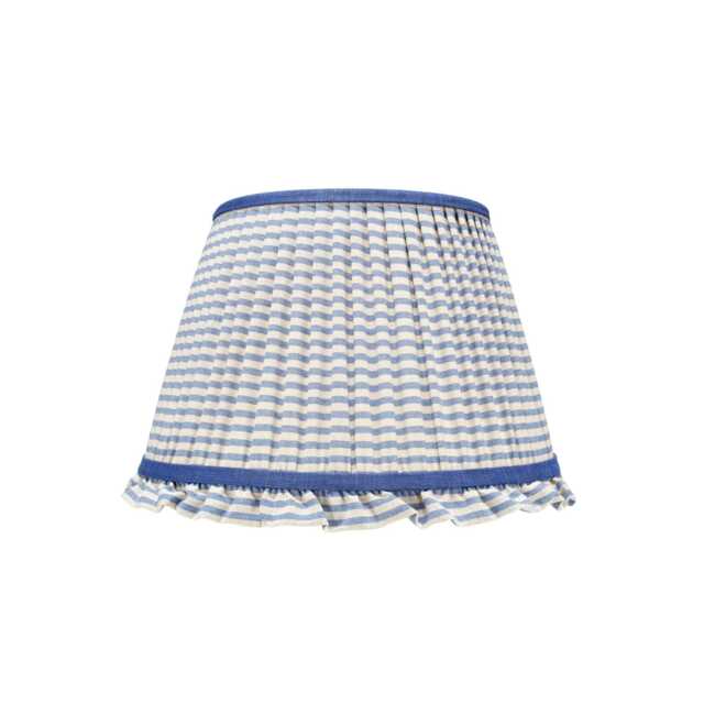 Blue Striped Lampshade With Frill - image 1