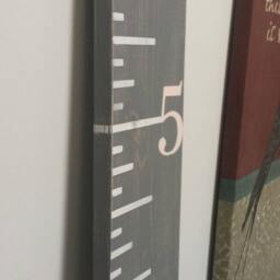 Hand-Painted Wood Growth Chart - Gray Stain, Pale Pink Numbers - thumbnail 3