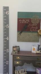 Hand-Painted Wood Growth Chart - Gray Stain, Pale Pink Numbers - thumbnail 1
