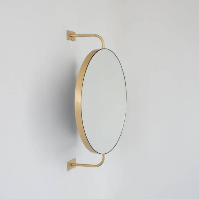 Vorso??? Wall Attached Rotating Round Modern Mirror With Brass Frame - image 1