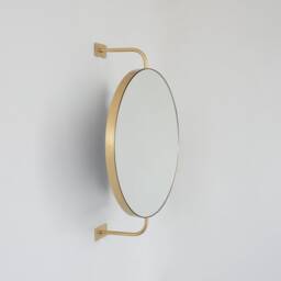 Vorso??? Wall Attached Rotating Round Modern Mirror With Brass Frame