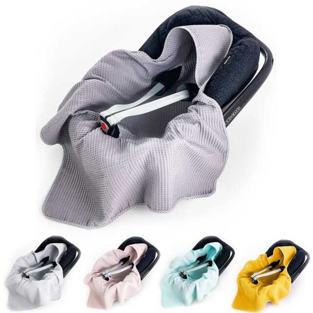 Babees?? Swaddle Blanket Waffle Fabric Cotton Piqu?? For Baby Car Seat, Maxi-Cosi, Spring Summer Thin Stroller Grey - image 1
