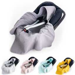 Babees?? Swaddle Blanket Waffle Fabric Cotton Piqu?? For Baby Car Seat, Maxi-Cosi, Spring Summer Thin Stroller Grey - thumbnail 1