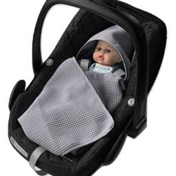 Babees?? Swaddle Blanket Waffle Fabric Cotton Piqu?? For Baby Car Seat, Maxi-Cosi, Spring Summer Thin Stroller Grey - thumbnail 3