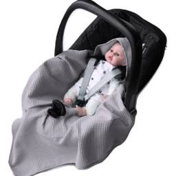 Babees?? Swaddle Blanket Waffle Fabric Cotton Piqu?? For Baby Car Seat, Maxi-Cosi, Spring Summer Thin Stroller Grey - thumbnail 2