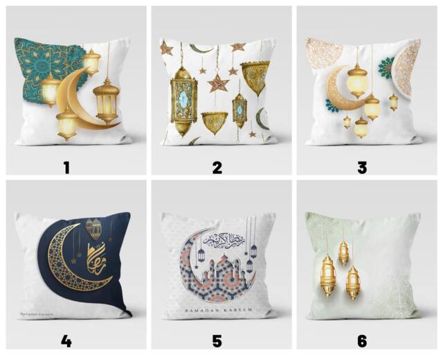 Ramadan Kareem Pillow Cover, Eid Mubarak Cushion Lantern Home Decoration, Al Fitr Gift, Islamic Present - image 1