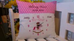 Pillow - Reference To Birth - Teddy On Rocking Horse in Clock - thumbnail 1