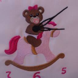Pillow - Reference To Birth - Teddy On Rocking Horse in Clock - thumbnail 3
