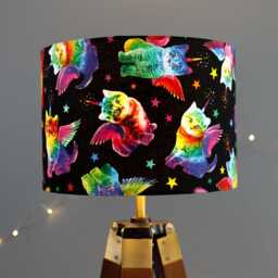 Rainbow Cat Unicorn Lampshade Drum Lamp Shade - Cats Shade, Kittens, Decor, Ceiling Lamp, Table 30cm Diameter - thumbnail 4