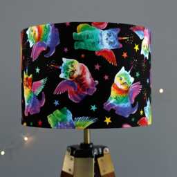 Rainbow Cat Unicorn Lampshade Drum Lamp Shade - Cats Shade, Kittens, Decor, Ceiling Lamp, Table 30cm Diameter - thumbnail 3