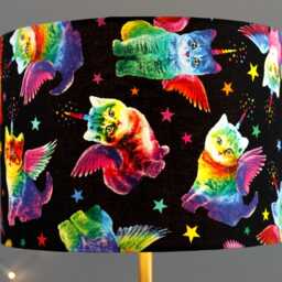 Rainbow Cat Unicorn Lampshade Drum Lamp Shade - Cats Shade, Kittens, Decor, Ceiling Lamp, Table 30cm Diameter - thumbnail 2