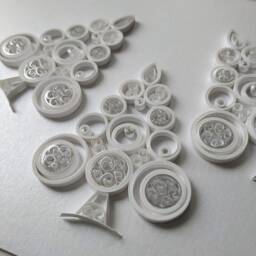 Quilled Christmas Tree Ornament White Paper Art Decoration - thumbnail 4