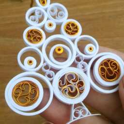 Quilled Christmas Tree Ornament White Paper Art Decoration - thumbnail 2