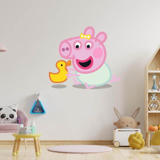 Peppa Pig Wall Sticker - Baby Evie Playing With Duck Decal Kids Art - image 1