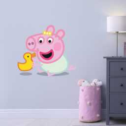 Peppa Pig Wall Sticker - Baby Evie Playing With Duck Decal Kids Art - thumbnail 2