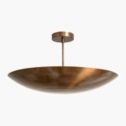 Mid Century Modern Raw Brass Sputnik Ceiling Light - Flush Mount Chandelier - thumbnail 2