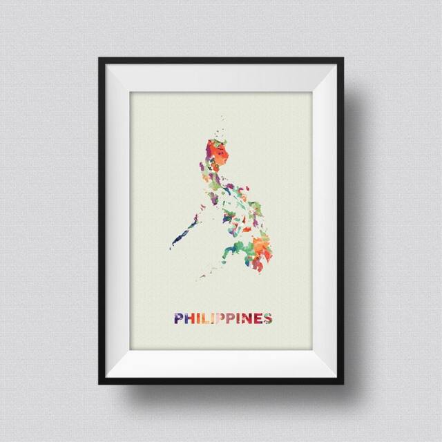 Philippines Watercolor Map Art Print Ink Splash Poster Canvas