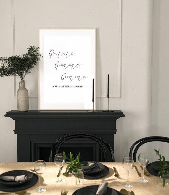 Abba Song Quote Gimme A Man After Midnight , New Home Gift, Lyric Print, Music Poster, Retro Wall Art, 70S Music, Fast Delivery - image 1