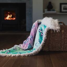 Unicorn Heart Sprinkle Baby Blanket, Crib Bedding, Faux Fur Trendy Pink Green Ombre, Minky Blanket - thumbnail 3