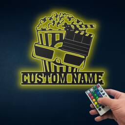 Personalized Movie Led Sign, Custom Room Film & Popcorn, Private Cinema Wall Hanging Decor