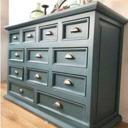 Hand Painted Blue Merchant Chest Of Drawers, Apothecary Style Sideboard - thumbnail 2