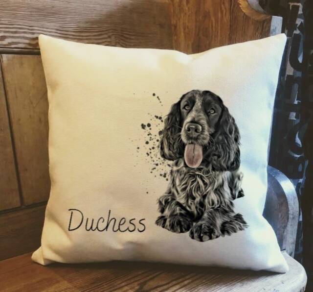 Personal Blue Roan Cocker Spaniel Dog Country Canvas Cushion - Custom Owner & Lover Linen Puppy With Inner Filler - image 1