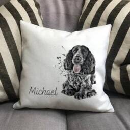 Personal Blue Roan Cocker Spaniel Dog Country Canvas Cushion - Custom Owner & Lover Linen Puppy With Inner Filler - thumbnail 3