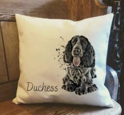 Personal Blue Roan Cocker Spaniel Dog Country Canvas Cushion - Custom Owner & Lover Linen Puppy With Inner Filler - thumbnail 1