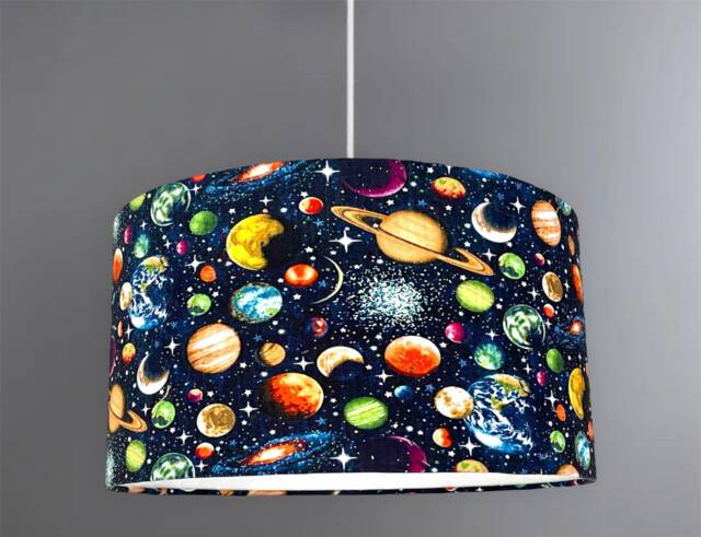 New High Quality Kids Room Planets Solar System in Space Digital Print Lamp Shade & Pendant Light - image 1