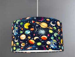 New High Quality Kids Room Planets Solar System in Space Digital Print Lamp Shade & Pendant Light - thumbnail 1