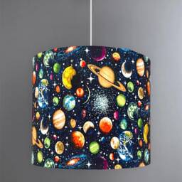 New High Quality Kids Room Planets Solar System in Space Digital Print Lamp Shade & Pendant Light - thumbnail 3