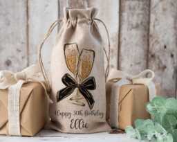 Personalised Bottle Bag, Birthday Girls Gift, Wine Bottle 18Th 21st 30Th 40Th 50Th 60Th Birthday, Friend - thumbnail 1