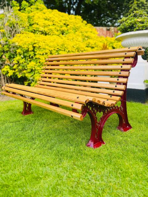 Cast Iron Garden Bench With Oak Slats - image 1