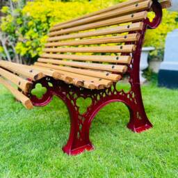 Cast Iron Garden Bench With Oak Slats - thumbnail 2